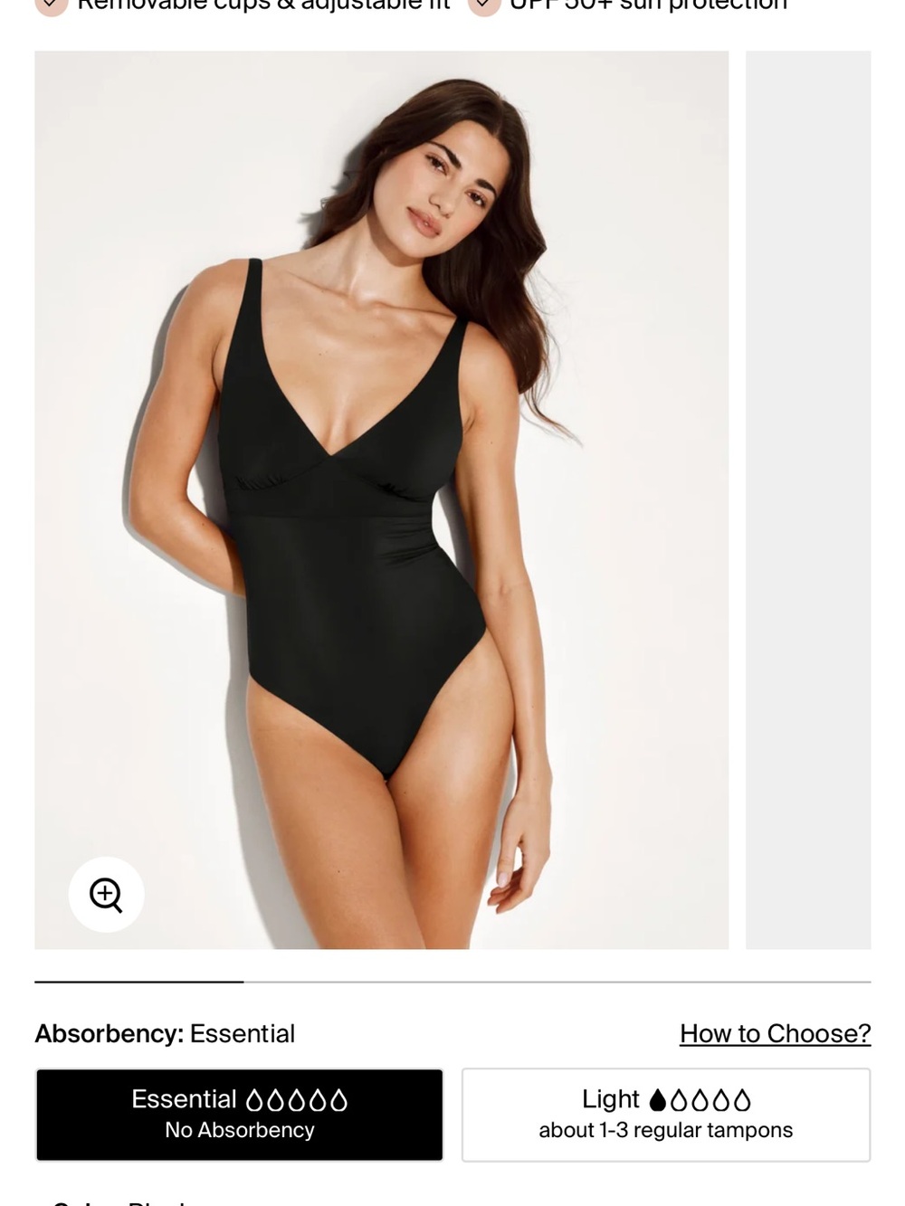 knix Black V‑Neck One‑Piece Swimsuit